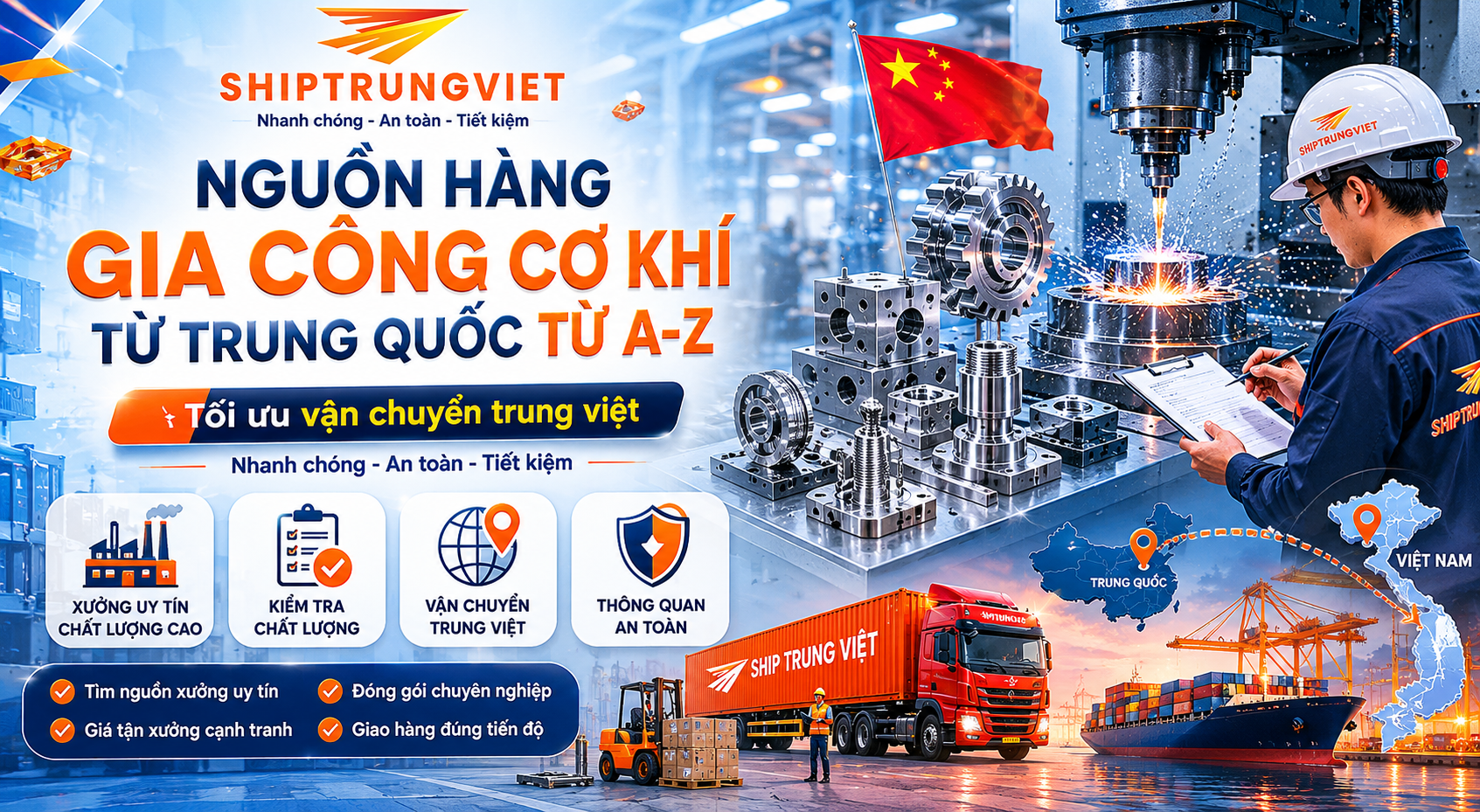 Kinh Nghiệm Tìm Nguồn Hàng Gia Công Cơ Khí Từ Trung Quốc Từ A - Z Và Tuyến Vận Chuyển Trung Việt Tối Ưu