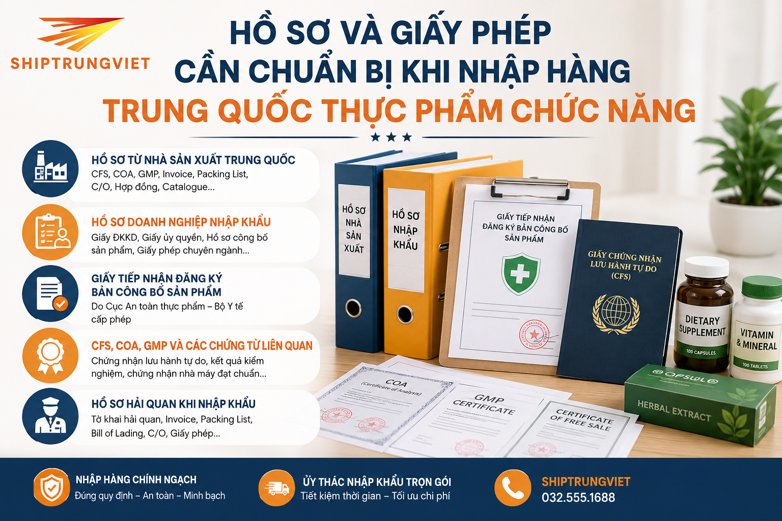 Nhập Chính Ngạch Thực Phẩm Chức Năng Cần Xin Giấy Gì? Hướng Dẫn Nhập Hàng Trung Quốc Từ A-Z