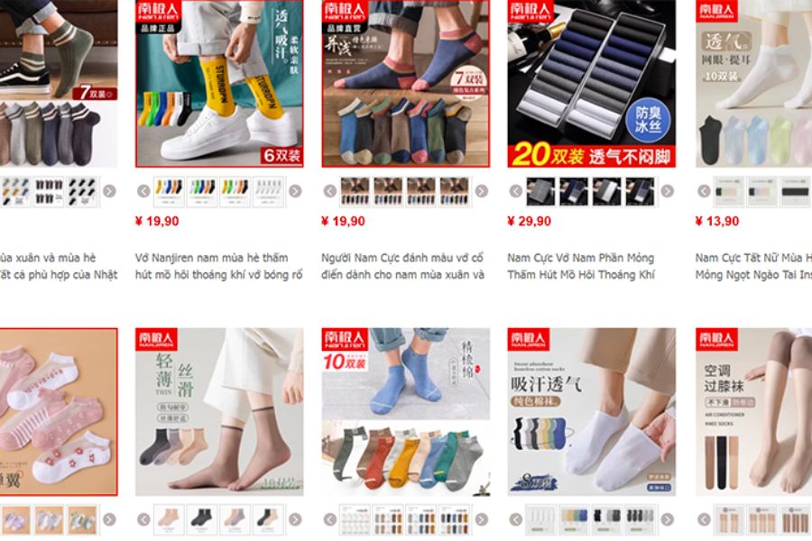 Nguồn hàng nhập sỉ tất vớ hàng Quảng Châu Trung Quốc trên trang tmđt Taobao, Tmall, 1688