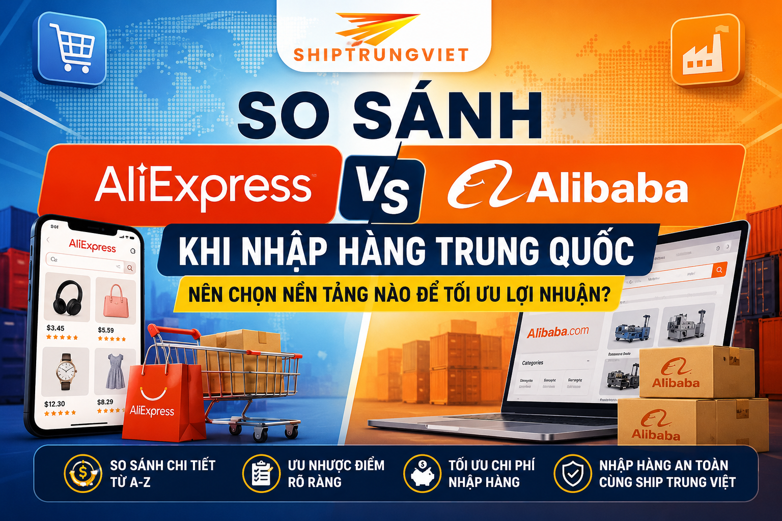 So sánh AliExpress và Alibaba: Nên chọn nền tảng nào để nhập hàng Trung Quốc? So sánh AliExpress và Alibaba: Nên chọn nền tảng nào để nhập hàng Trung Quốc?